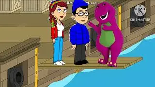 Barney the Dinosaur push Mia from Wii Sports into the lake gets grounded