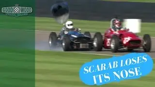Scarab loses nose in F1 collision!