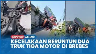 Multi-Vehicle Collision Involving Two Trucks and Three Motorcycles at Kretek Flyover, Brebes, Cau...