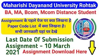 MDU Distance UG/PG Students Assignment के पहले पेज पर क्या लिखे || MDU Assignment First Page Format