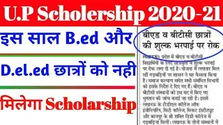 B.ed Scholarship News | Deled scholarship news | up scholarship 2020 21 | scholarship status