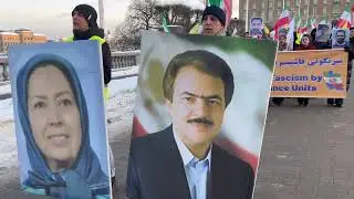 MEK supporters rally in freezing Stockholm backing Iran protests for a democratic republic - Jan 10