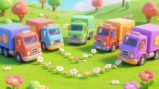 Five Trucks Count Little Flowers | Fun Counting Kids Song & Nursery Rhyme