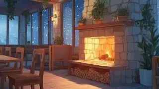 Cozy Winter Coffee Shop Ambience ❄️ Soft Jazz and Warm Fireplace for Reading, Focus & Relaxing