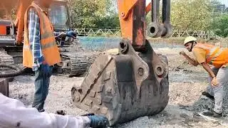 Tata Hitachi 210 bucket fitting|| bucket fitting kaise karte hain || poclain Machine bucket change||
