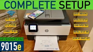 Настройка HP OfficeJet Pro 9015e, распаковка, полная настройка, установка чернил, загрузка бумаги...