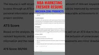MBA Marketing Fresher Resume #mbamarketing #mbafresher #resume #resumetips