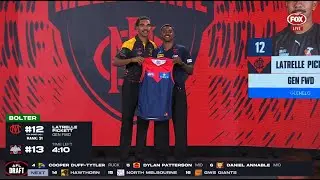Kysaiah Pickett presents Latrelle Pickett with his Melbourne jumper - 2025  Draft - AFL.com.au