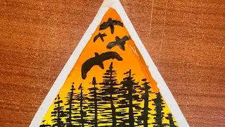 Triangle canvas easy sunset painting | Beautiful Nature painting