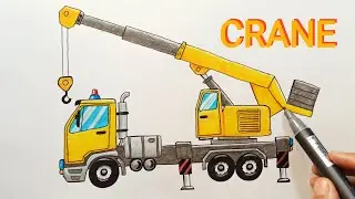 How to draw A Crane Truck Step by Step ,  crane Drawing , how to draw a crane , crane truck Drawing