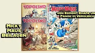 Micky Maus Beilagen von Egmont Ehapa und Panini im Vergleich.