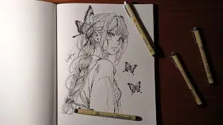 Como Desenhar Anime com Nanquim || Desenho De Esboço