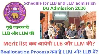DU LLB Admission 2020|DU LLM Admission 2020|DU LLB Update 2020|DU LLB first cut off|DU LLB admission