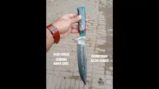 Hand Forged Skinning Bowie Knife With Razor handle.