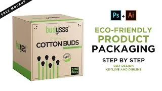 Eco Friendly Cotton Bud Product Packaging Design  in illustrator | 3D Label Mockup