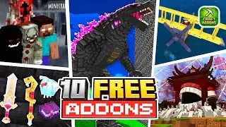 ТОП-10 НОВЫХ И ОБНОВЛЕННЫХ дополнений Minecraft Bedrock! (Годзилла, Крипипаста, джиу-джитсу и ору...
