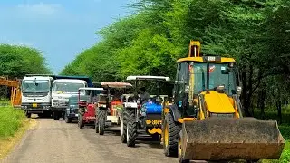 Jcb 3dx Loading Mud TATA Tippers Trolley Tractors Swaraj 855F New Holland 3630 Tractor Thar truck