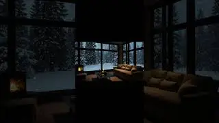 No Ads Fireplace Blizzard ASMR - Snow Storm Sound Sleep With Fireplace Burning For Deep Sleeping