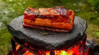Juicy Pork Belly BBQ Over Campfire  Outdoor Cooking