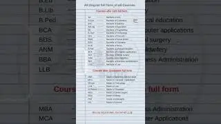 All degree fullform of all course