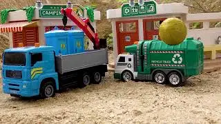 Car story fun playing with sand by truck toy cars 