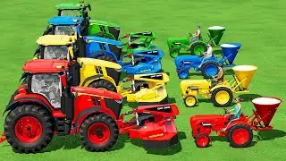 TRANSPORT MINI & BIG TRACTORS! PORSCHE & J. DEERE! SPREADING LIME & BALE MAKING!