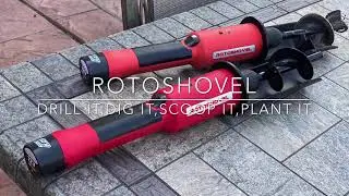 RotoShovel in the yard. Drill it, Dig it, Scoop it, Plant it!