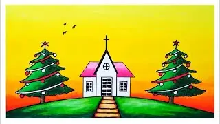 Winter Drawing With Merry Christmas.|| Easy Winter Drawing.|| Easy Drawings For Kids.||#art #drawing
