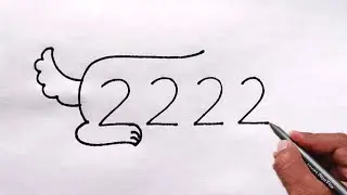 Dog Drawing From 2222 Number | how to Draw Dog | Dog Draw