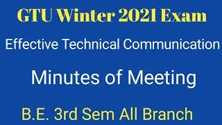 Minutes Of Meeting || Chapter - 2 || Technical Writing || ETC || B.E.Sem - 3 || GTU ||