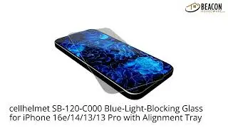 cellhelmet SB-120-C000 Blue-Light-Blocking Glass for iPhone 16e/14/13/13 Pro with Alignment Tray