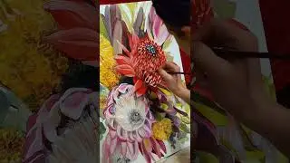 Painting Process | Waratah Flower #painting #acrylicpainting #artprocess #paintingprocess #floral