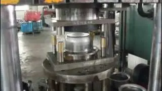 Hydraulic press doing fabrication for Stainless steel pot, sink forming process