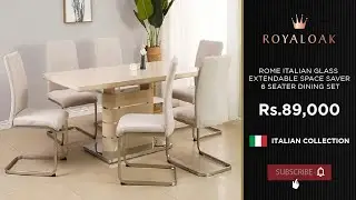 Royaloak | Rome Italian Glass Extendable Space Saver 6 Seater Dining Set