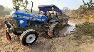 Hard work Sonalika Di-55 Tractor with Trolley | bahut मुश्किल हुई चढ़ाने में 