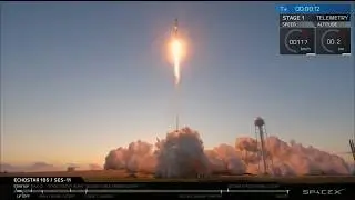 Моменты старта и посадки Falcon 9 (SES-11) [12/10/2017]