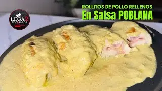 POLLO RELLENO JUGOOOOSO con la SALSA POBLANA más CREMOSA que probarás 🤤🌶️