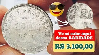 Moeda antiga 2000 R&eacute;is ano 1907 muito rara ,valores atualizados de cat&aacute;logo.