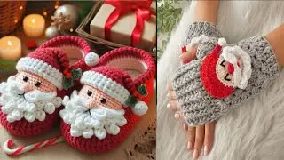 Идеи для рождественского вязания крючком 🎄🧤👣 | Уютные перчатки и детские туфельки: схемы вязания