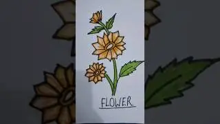 Beautiful Yellow Flower With Leaves Drawing #art #flowers #diy #drawing #youtubeshorts