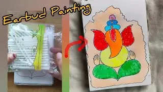 Ganpati Painting using earbud || Ganpati Bappa Drawing step by step || Ganpati Bappa painting