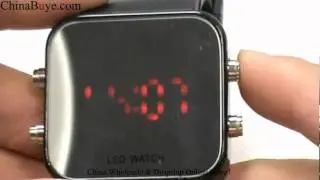 Red LED Digital Wrist Watch with Silicone Band
