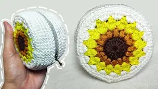 Sunflower Crochet Coin Purse