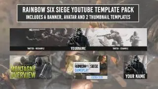 Rainbow Six Siege Template Pack (Banner, Avatar and 2 Thumbnail Templates)