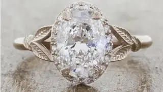 Vintage Inspired Rose Gold 1 Carat Oval Diamond Halo Engagement Ring - Tatiana