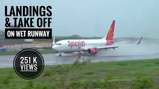 Wet runway! Landings & take off at Mangaluru International Airport IXE/VOML