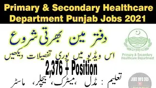 Primary and Secondary Health Care Jobs Punjab 2021| Jobs in Lahore