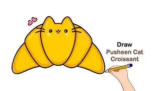 How To Draw Pusheen Cat - Croissant | Step By Step Drawing Tutorial Easy Pusheen Cat&rsquo;s Croissant