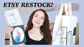 Etsy Restock! ✨golden✨ portraits, bookish tote bags, and stickers!!!