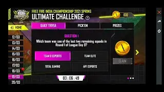 19 MARCH ESPORTS ULTIMATE CHALLENGE CORRECT ANSWER....✅